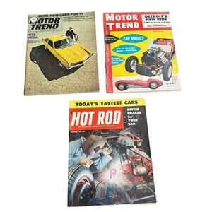 Car Magazines Motor Trend Hot Rod 1954 1955 1970 John DeLorean Fastest Cars READ